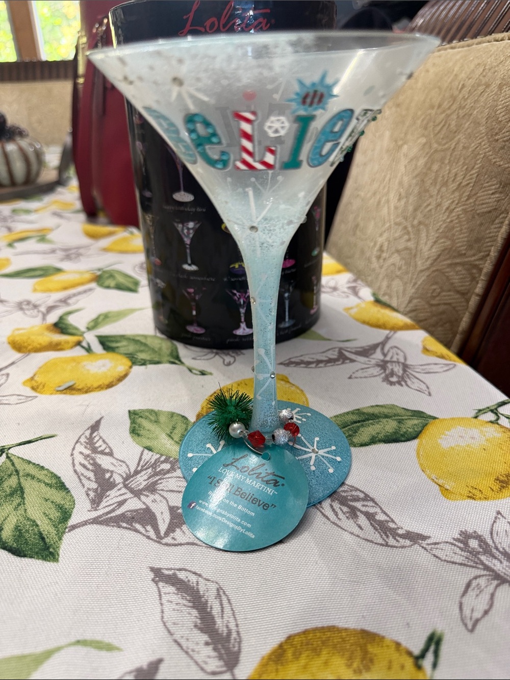 Lolita Light Blue 'Believe' Glitter Martini Glass